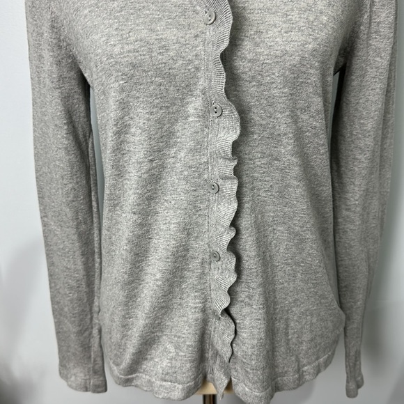 ANN TAYLOR Factory Ruffled Button Down Cardigan Sweater size medium - Picture 3 of 6